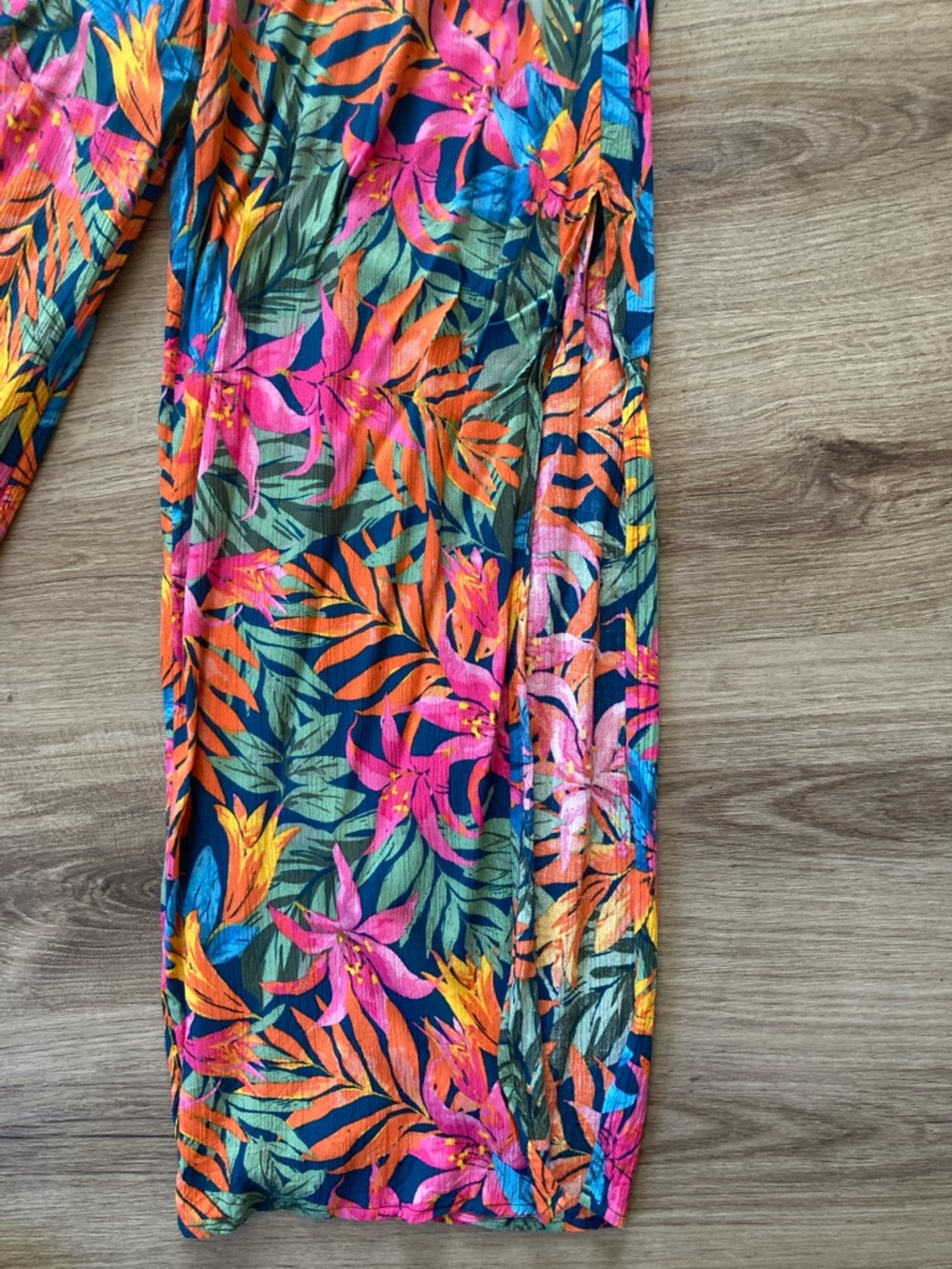Shade & Shore Multicolor Tropical Smocked Pants swimsuit cover up - Picture 4 of 5